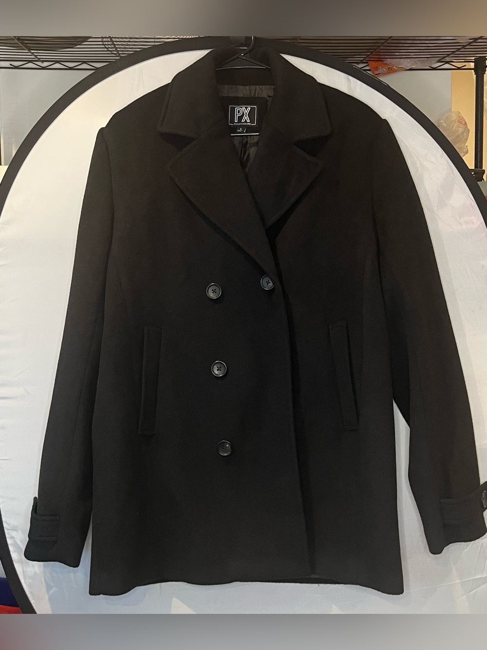 Women’s Black Double-Breasted Peacoat